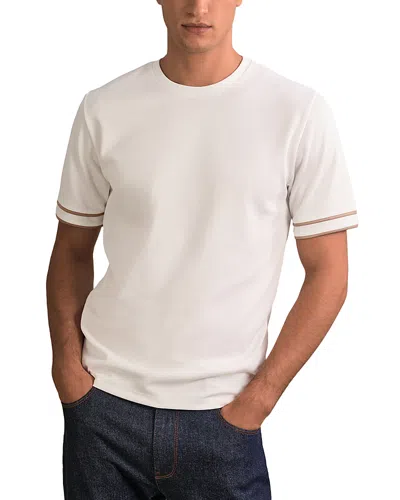 Reiss Oscar Piped Textured Crewneck Tee In White
