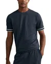 Reiss Oscar Piped Textured Tee In Black