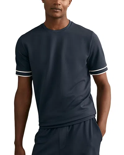 Reiss Oscar Piped Textured Tee In Black