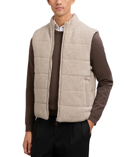 Reiss Otley Sleeveless Zip Through Ribbed Gilet Vest In Brown