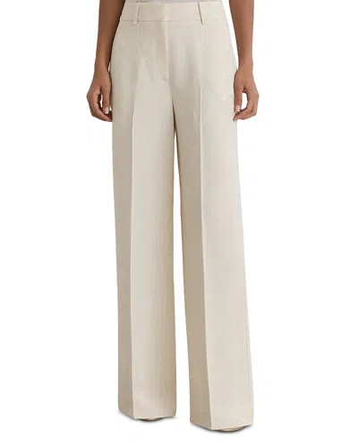 Reiss Ottie Wide Leg Jacquard Pants In Neutral
