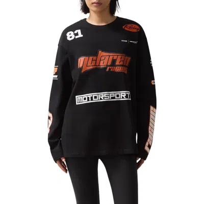 Reiss Oval Mclaren F1 Graphic Long Sleeve T-shirt In Black