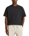 Reiss Washed Black Cotton Garment-dyed Oversize T-shirt In Black