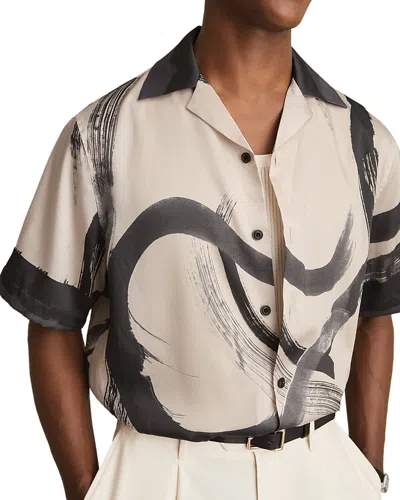 Reiss Oversized Printed Camp Shirt In Neutral