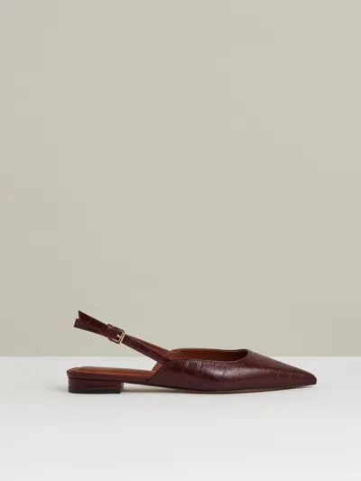 Reiss Oxblood Aubrey Leather Slingback Ballet Flats In Red