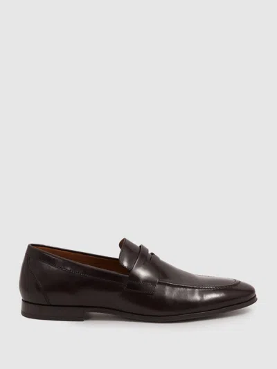 Reiss Oxblood Bray Leather Patent Leather Saddle Loafers In Burgundy