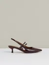 Reiss Oxblood Leather Slingback Buckle Court Shoes In Burgundy