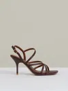 Reiss Oxblood Leather Strappy Stiletto Sandals In Burgundy