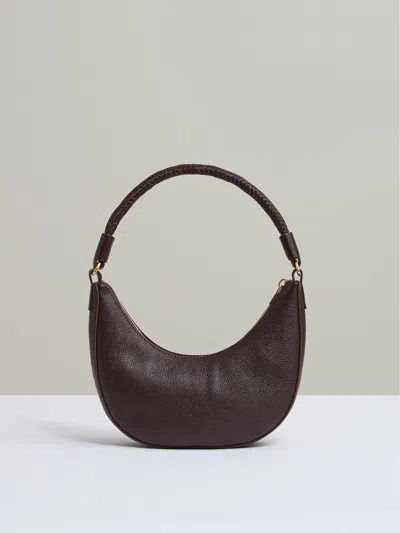 Reiss Oxblood Suede And Leather Half-moon Shoulder Bag In Burgundy