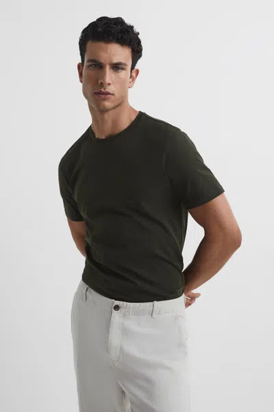 Reiss Bless Crewneck Tee In Oxidised Green