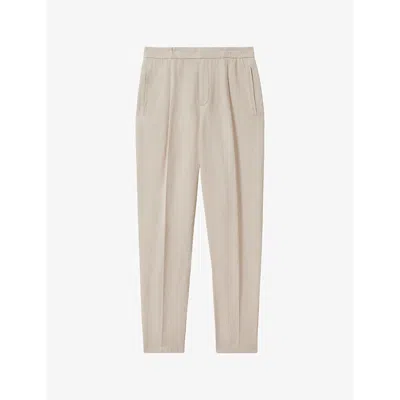 Reiss Mens Stone Pact Straight-leg Relaxed-fit Cotton And Linen-blend Trousers