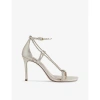 REISS REISS WOMEN'S GOLD PAIGE PLAITED-STRAP LEATHER HEELED SANDALS