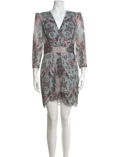 Pre-owned Reiss Paisley Print Mini Dress In Blue