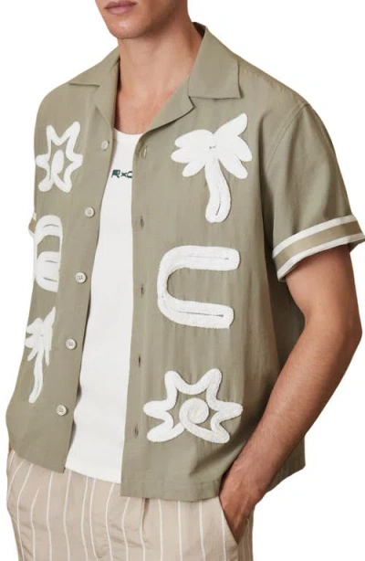 REISS REISS X CHÉ PALCO MOTIF EMBROIDERED CAMP SHIRT