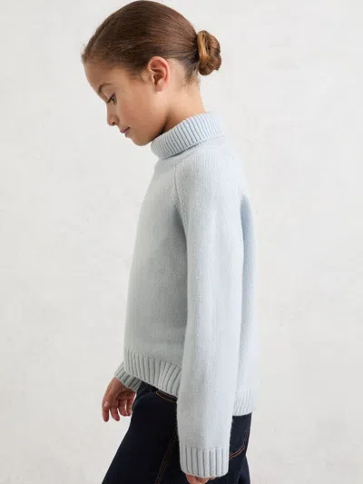 Reiss Pale Blue Bronte 9-13 Yrs Wool-cashmere Roll-neck Jumper