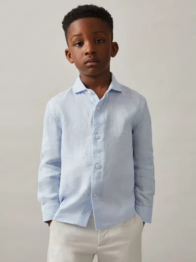 Reiss Pale Blue Linen Long-sleeve Shirt