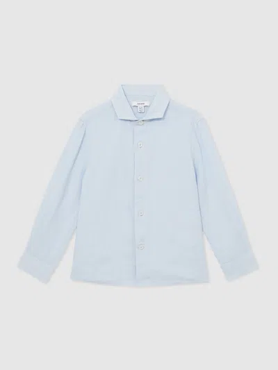 Reiss Pale Blue Linen Long Sleeve Shirt