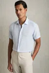Reiss Holiday Slim Fit Short Sleeve Linen Shirt In Blue