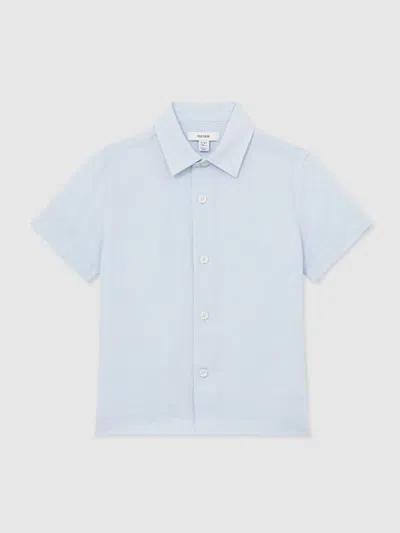 Reiss Pale Blue Linen Short-sleeve Shirt