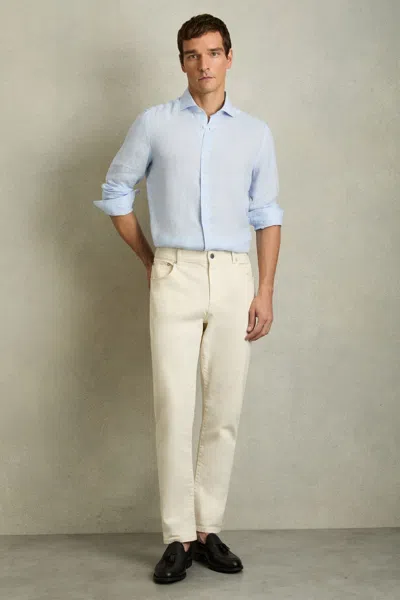 Reiss Pale Blue Linen Button-through Shirt