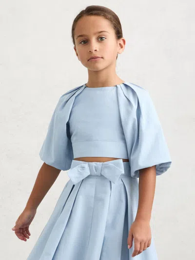 Reiss Kids'  Pale Blue Marlie 3-9 Yrs Puff-sleeve Tie-back Top