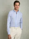 Reiss Pale Blue Stripe Striped Jersey Button-down Shirt With Cotton In Blue