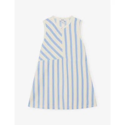 Reiss Kids' Pale Blue Sunny Half-zip Towelling Dress 12 In White
