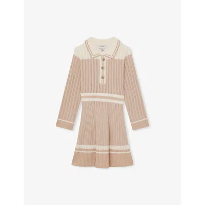 Reiss Kids' Pale Pink Colette Ribbed Knitted Dress 4-14