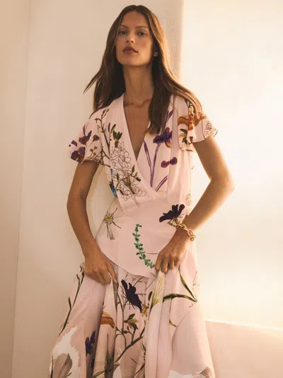 Reiss Pale Pink | Nybg Printed Handkerchief-hem Dress In Multi