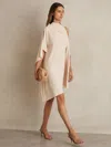 Reiss Pale Pink One Shoulder Draped Mini Dress In Neutral