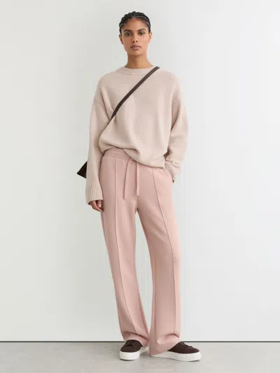 Reiss Pale Pink Petite Premium Interlock Wide-leg Joggers
