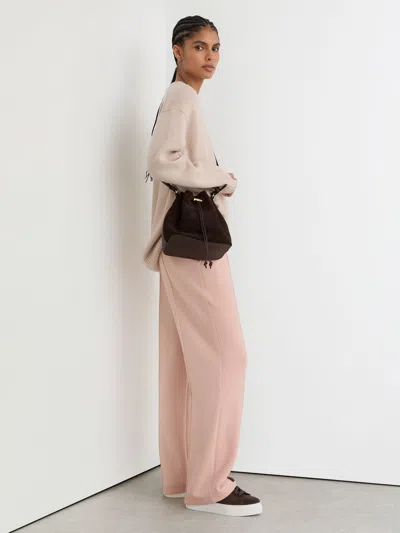 Reiss Pale Pink Premium Interlock Wide-leg Joggers