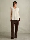Reiss Pale Pink Relaxed High-low V-neck Top In Neutral