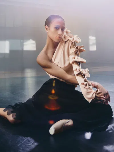 Reiss Pale Pink | Royal Ballet Bow-sleeve Top In Neutral