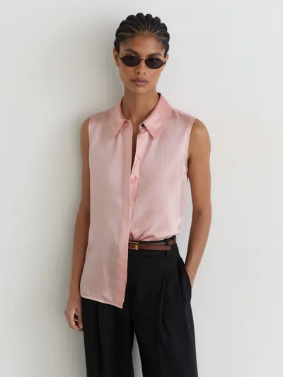 Reiss Pale Pink Silk Sleeveless Shirt