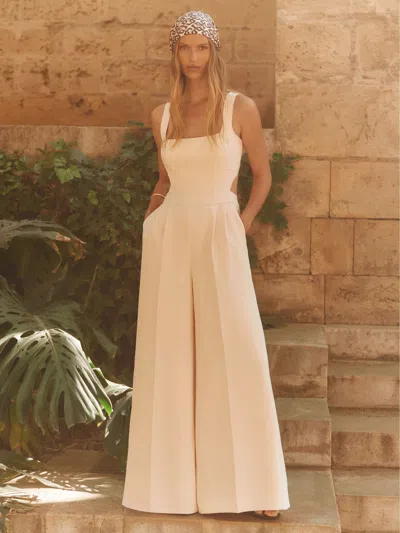 REISS PALE PINK WIDE-LEG CUT-OUT JUMPSUIT