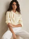 Reiss Pale Yellow Linen Button-through Shirt In Neutral