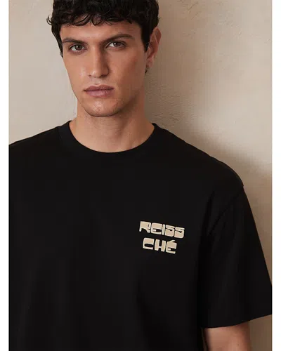 Reiss Palm Graphic Tee In Black