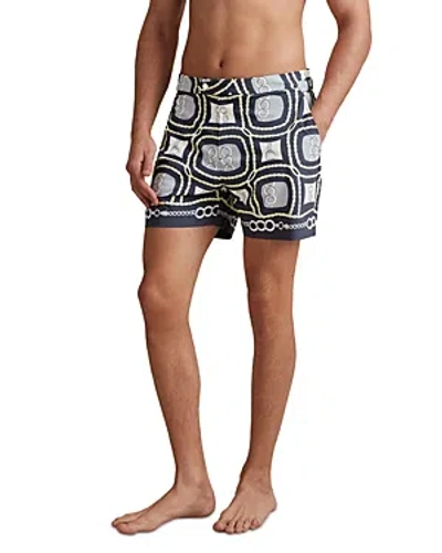 Reiss Palm Regular Fit 5 Swim Trunks In Navy Multi