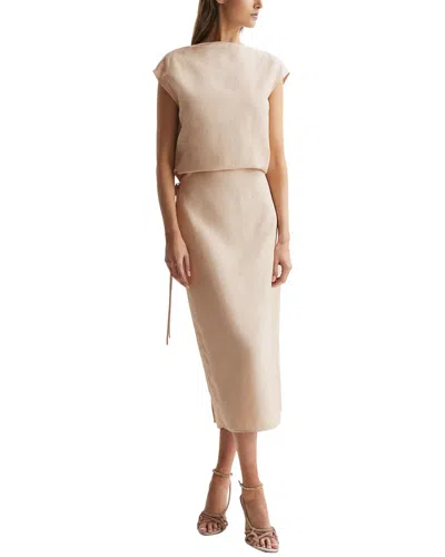 Reiss Paloma Evening Linen-blend Dress In Nude