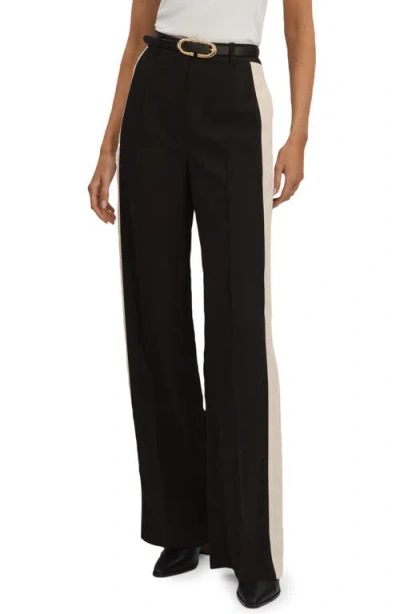 Reiss Pam Stripe Wide Leg Pants In Black/ Cream