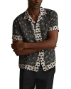 Reiss Black Multi Pantain Linen Printed Cuban Collar Shirt In Black Multi