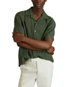 Reiss Olive Green Cotton Crochet Cuban Collar Shirt In Olive Green