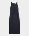 Reiss Pari Sleeveless Ruched Midi Dress In Green