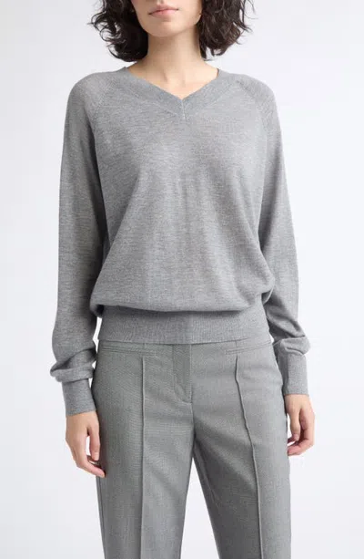 Reiss Paris V-neck Merino Wool Sweater In Gray