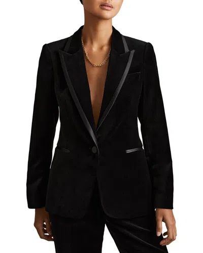 Reiss Parisa Sb Velvet Blazer In Burgundy