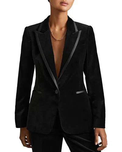 Reiss Parisa Velvet Blazer In Blue