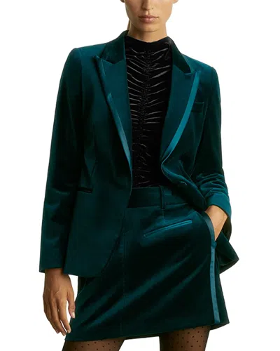 Reiss Parisa Velvet Blazer In Green