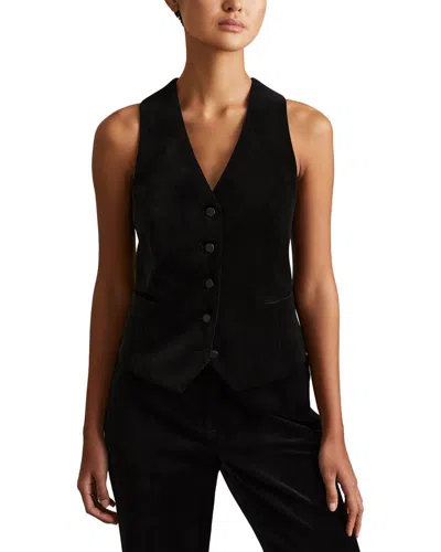 Reiss Parisa Velvet Waistcoat In Black