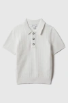 Reiss Kids' White Senior Textured Modal Blend Polo Shirt